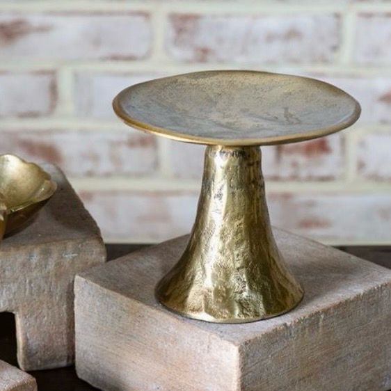 Pdg 6" Hammered Gold Pillar Holder