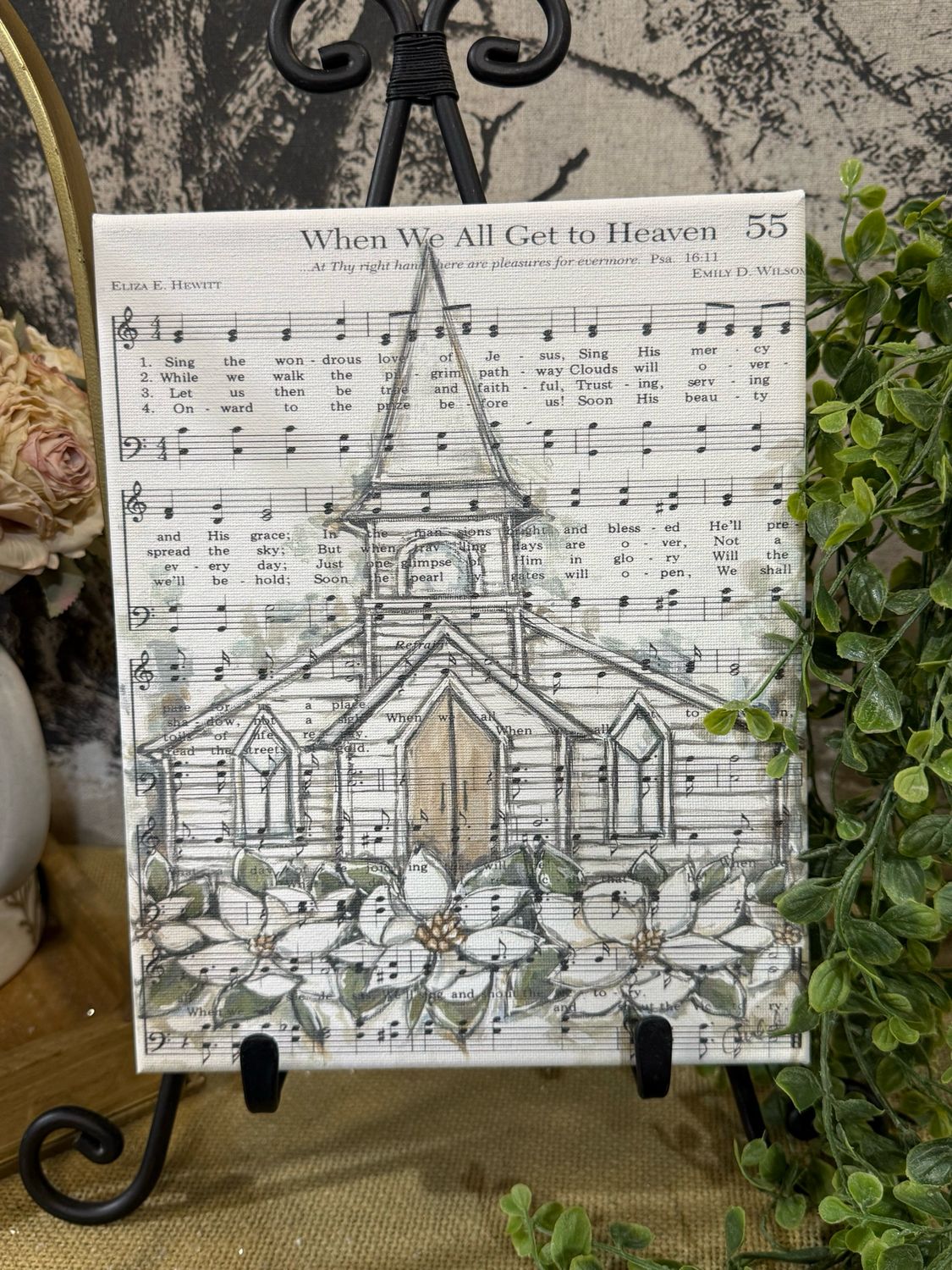 RNH When We All Church Hymn Art Canvas 8x10