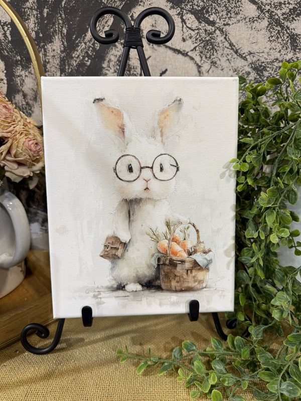 RNH Glasses Bunny Carrots Art Canvas 8x10