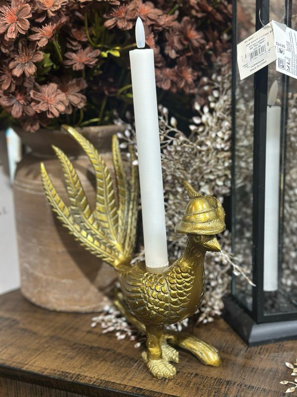 ACC E+E Pheasant Candlestick Avery 8.25x4.25x8.25
