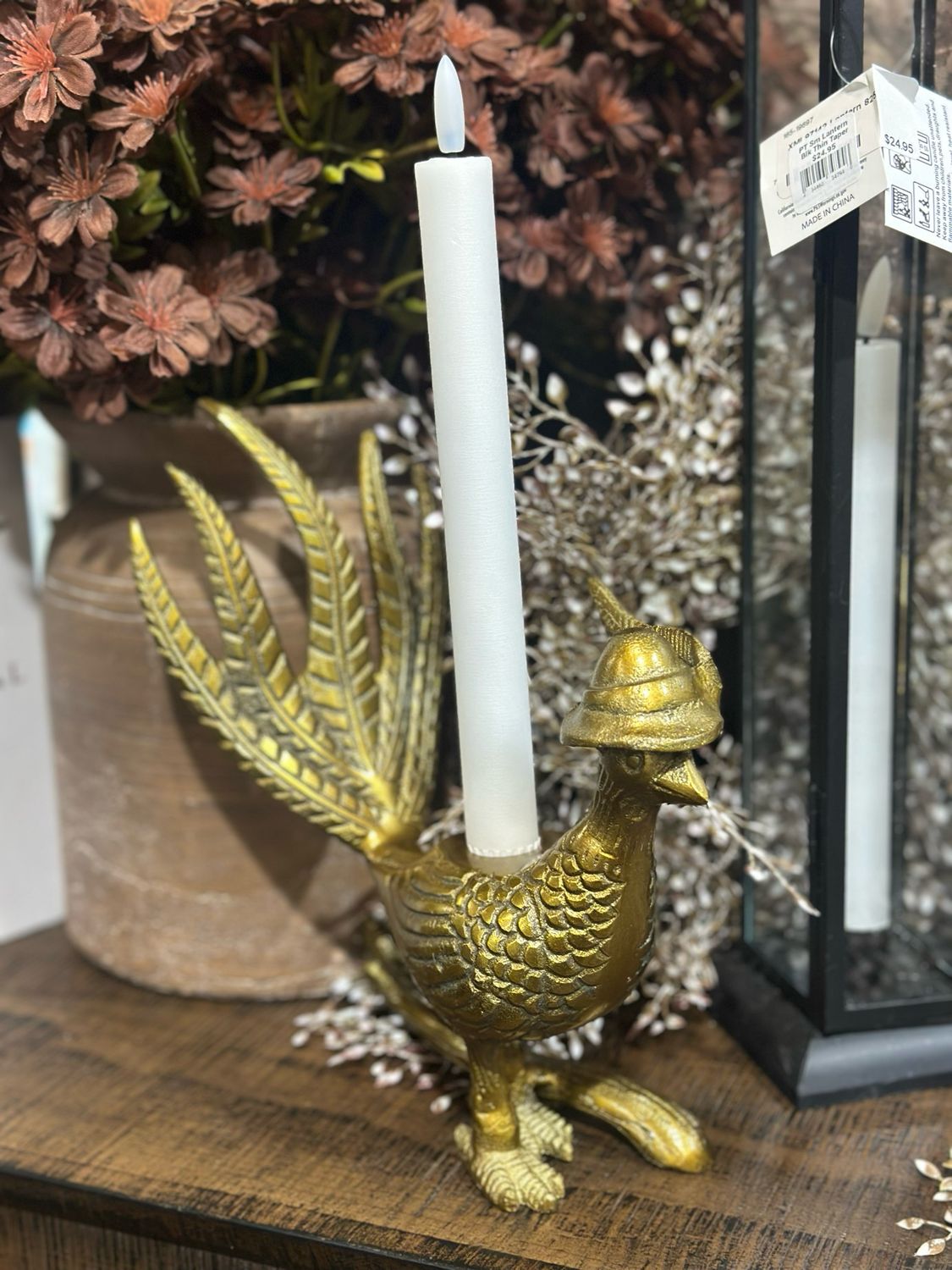 ACC E+E Pheasant Candlestick Avery 8.25x4.25x8.25