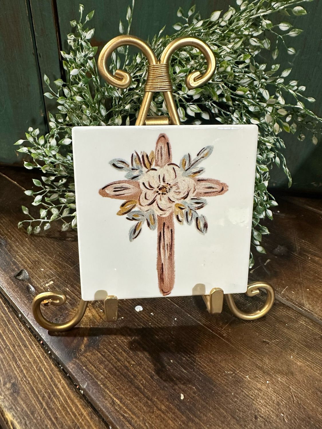 SCM 4x4 Coaster Cross Flowers