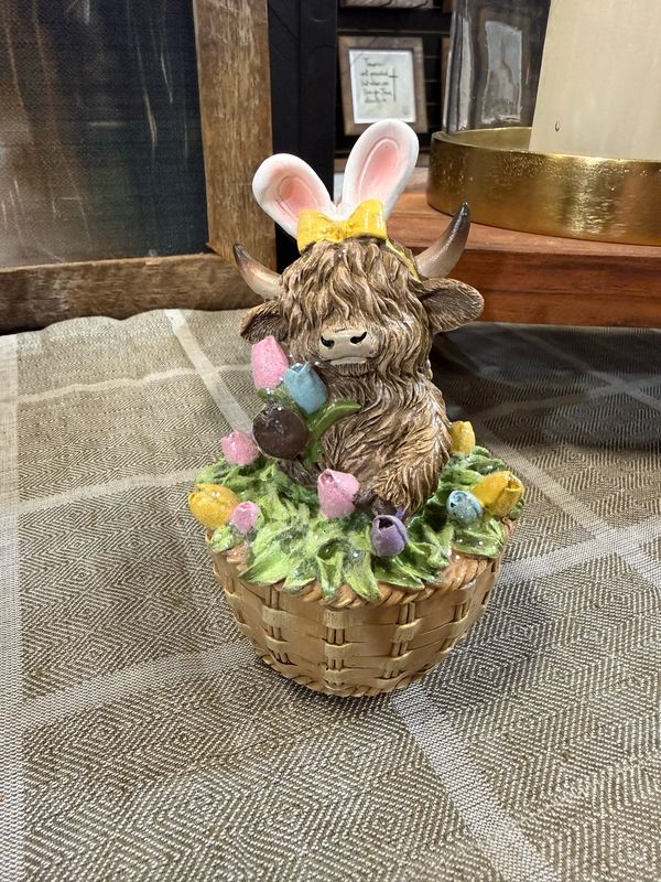 Ger Yel Bow Easter High In Basket 5"