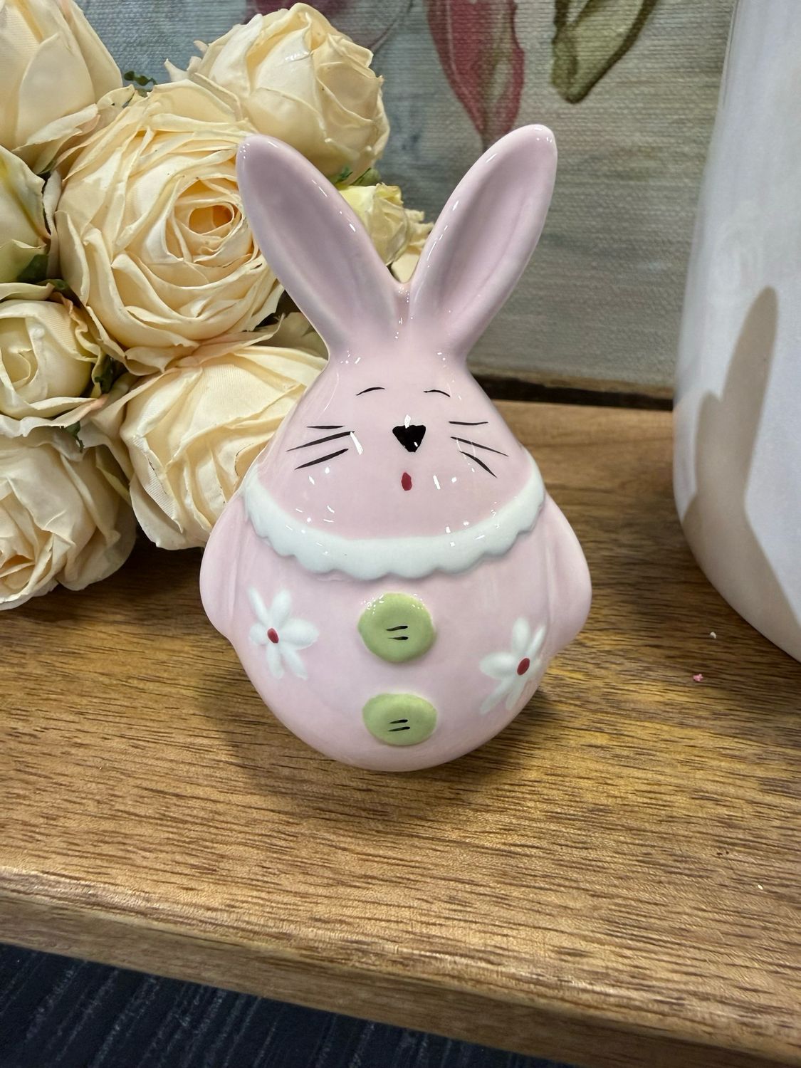 Ger 3.74" Pink Ceramic Easter Bunny
