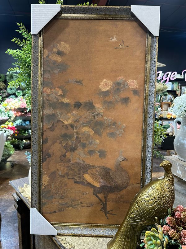 PLH 16x30 Peacock &amp; Hollyhocks