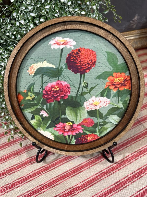 Red 8" R Vintage Zinnias