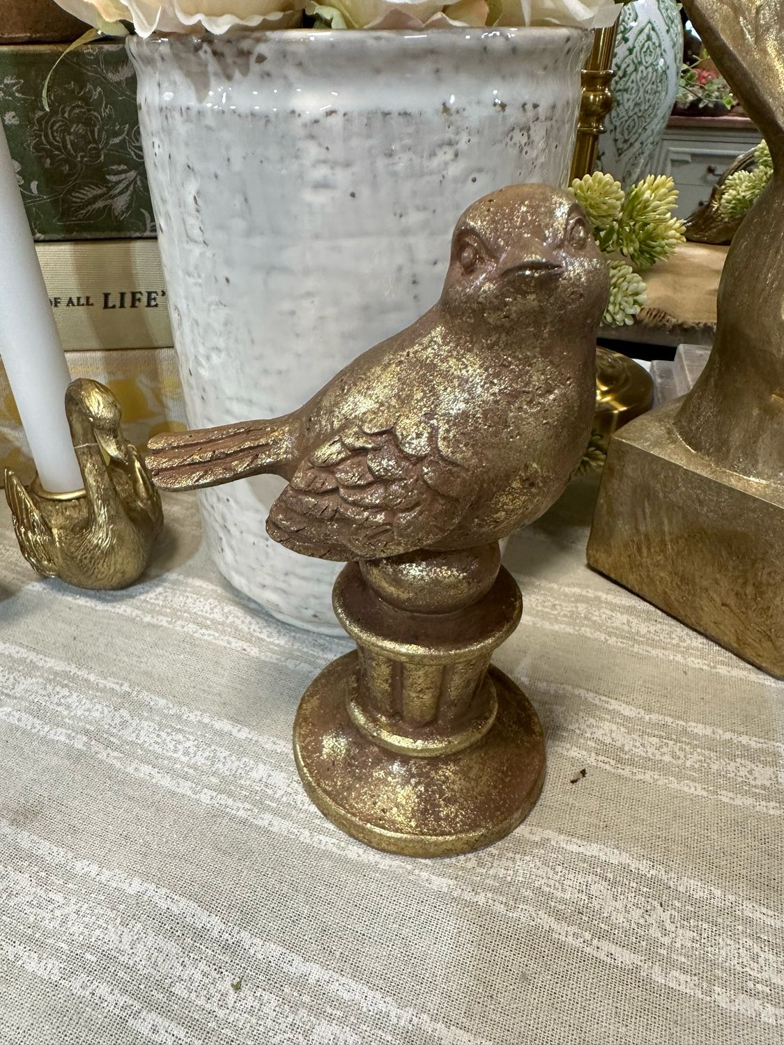 ARL Md 6.5" Ant Brass Bird On Pedestal