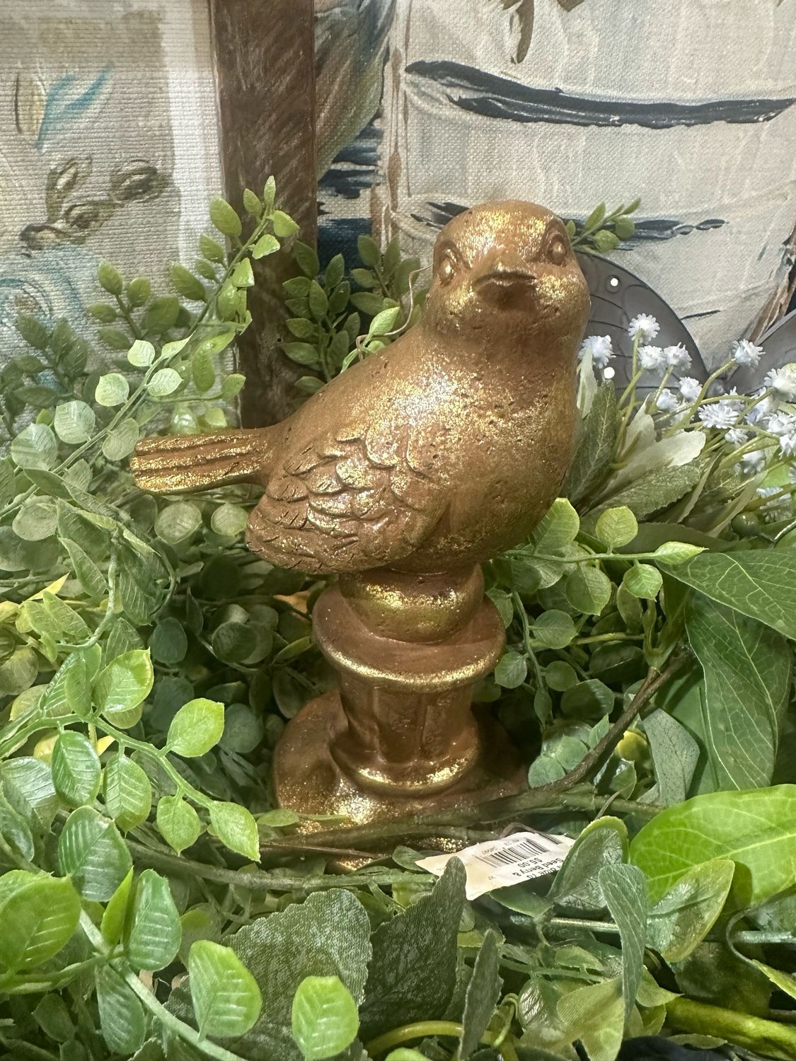 ARL Lg 6.75" Ant Brass Bird On Pedestal