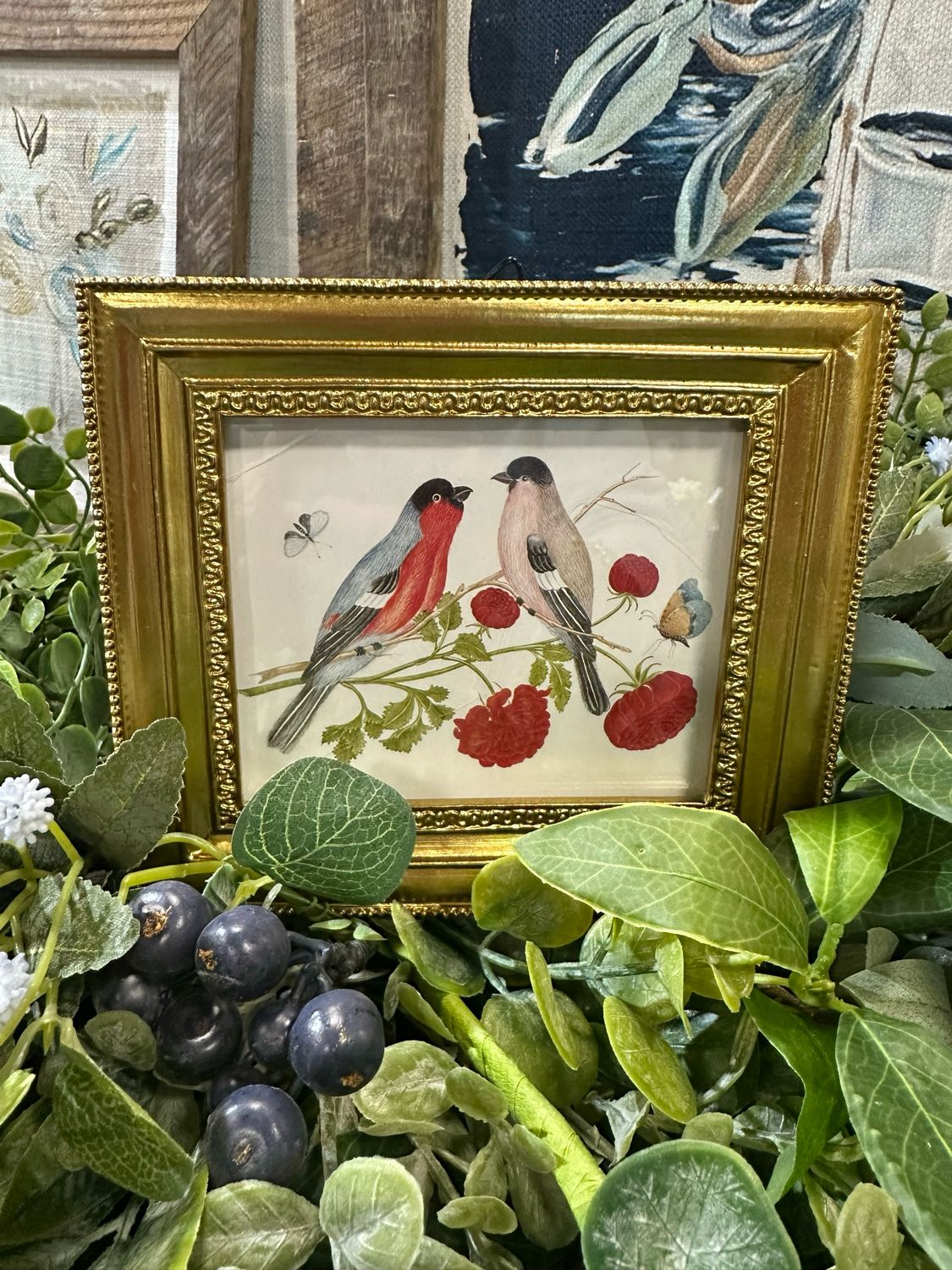 ARL 6" Red &amp; Gray Birds Spring Revival Mini Framed Art