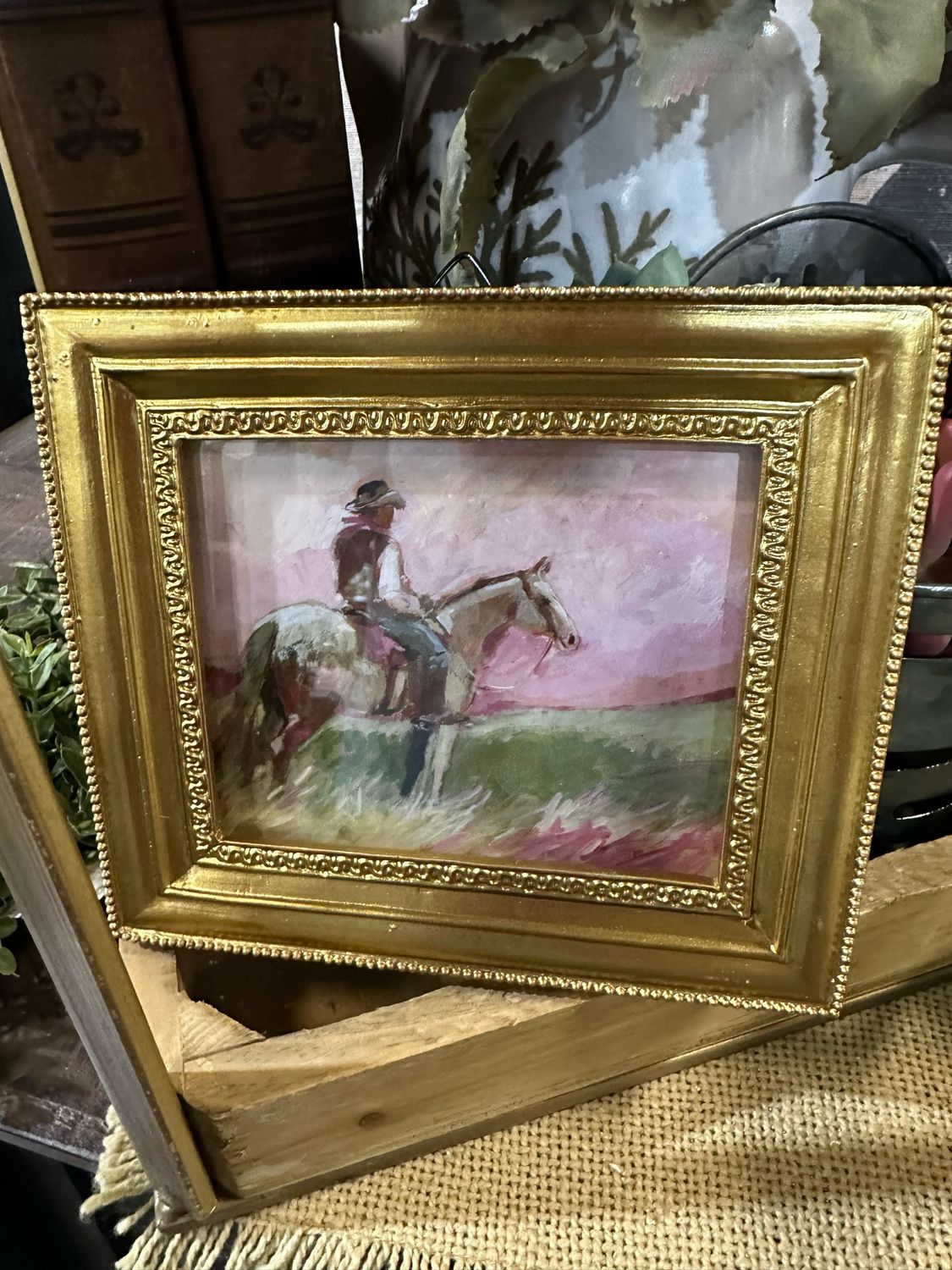 ARL 6" Right Facing Wrangler At Dusk Mini Framed Art