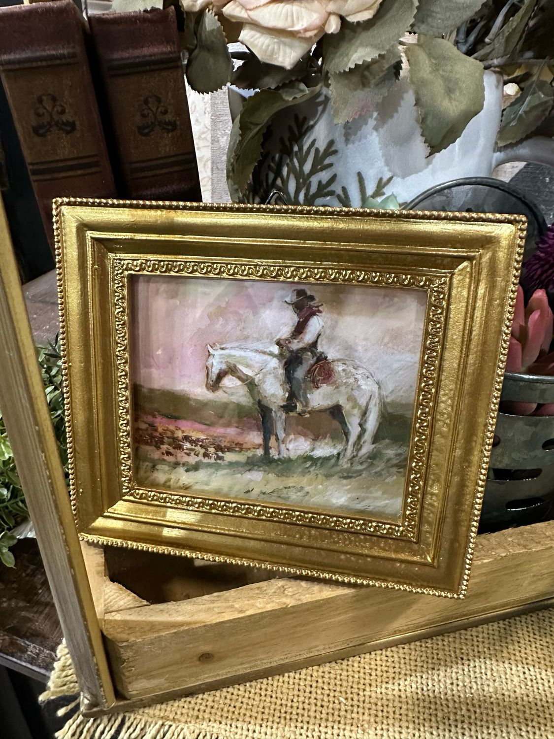 ARL 6" Left Facing Wrangler At Dusk Mini Framed Art