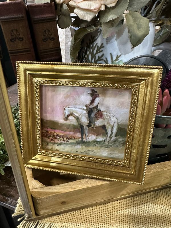 ARL 6" Left Facing Wrangler At Dusk Mini Framed Art