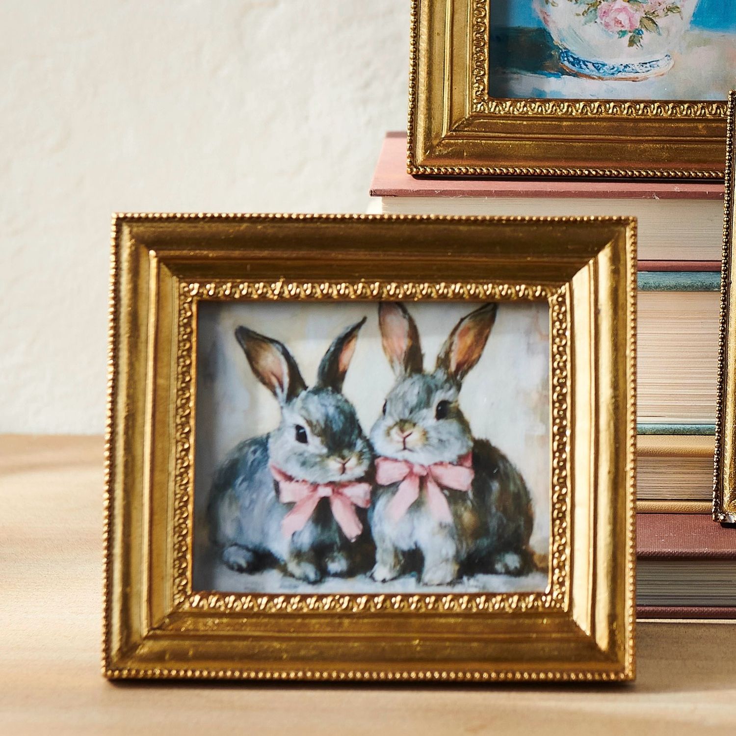 ARL 2 Bunnies 6" Pastel Springtime Framed Art