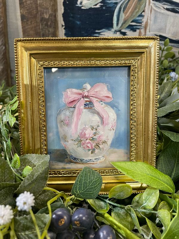 ARL Floral Urn 6" Pastel Springtime Framed Art