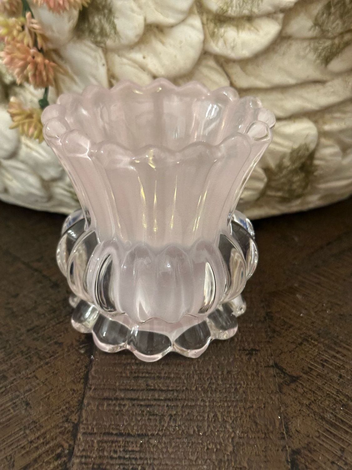 ARL 3.5" Milky Pink Ruffle Glass Votive