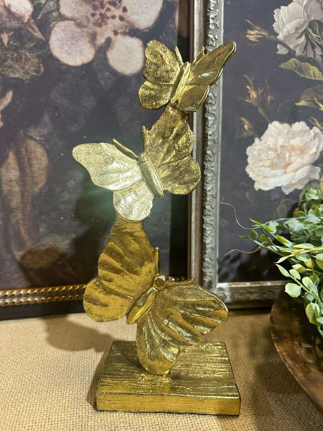 ARL Sm 10" Stacked Gilded Butterflies On Stand