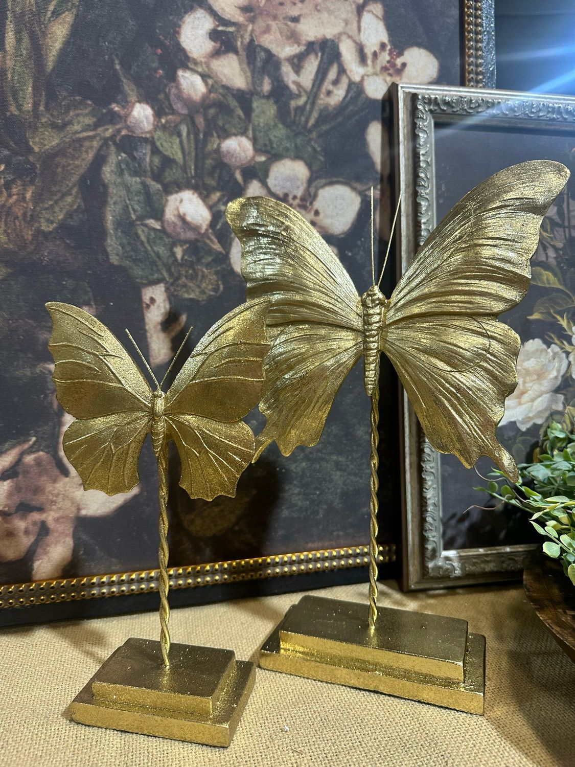 ARL Lg 13" Stacked Gilded Butterflies On Stand