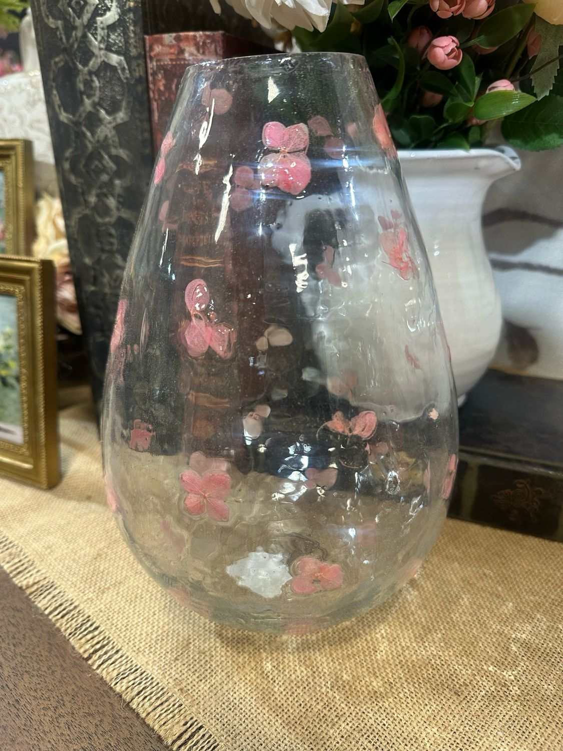 MP Lg Pink Pressed Flower Vase 9.5"