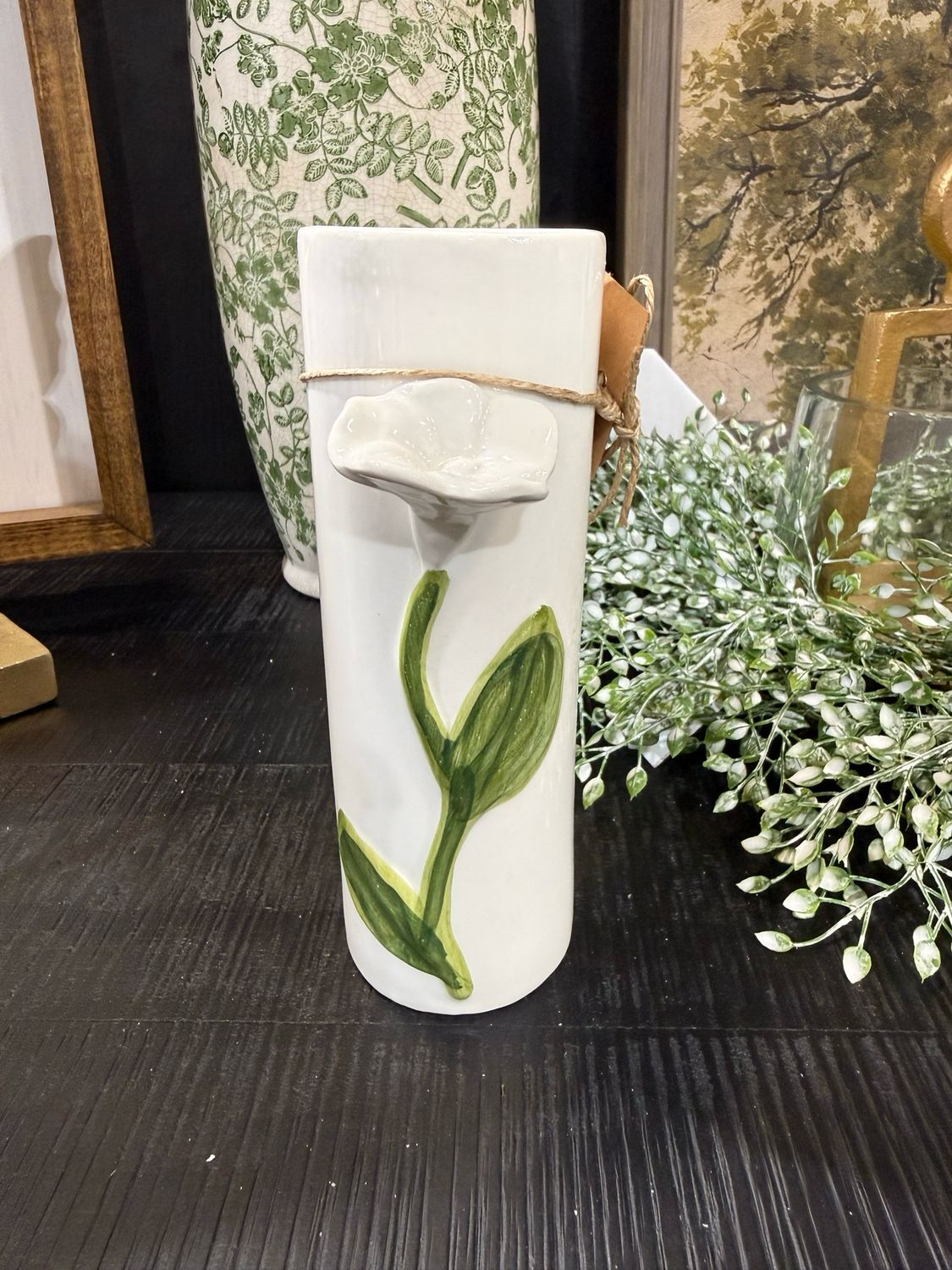 MP White Stem Flower Stem Vase 6.75"