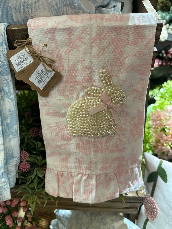 MP Pink Toile Bunny Pearl Towel