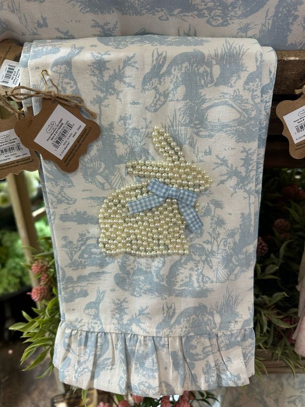 MP Blue Toile Bunny Pearl Towel