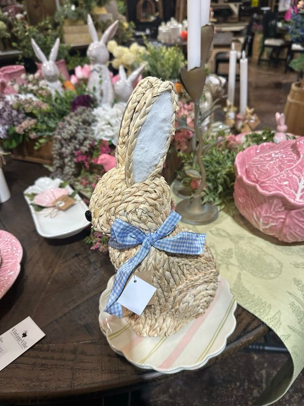 MP Blue Bow Woven Bunny Sitter 13"