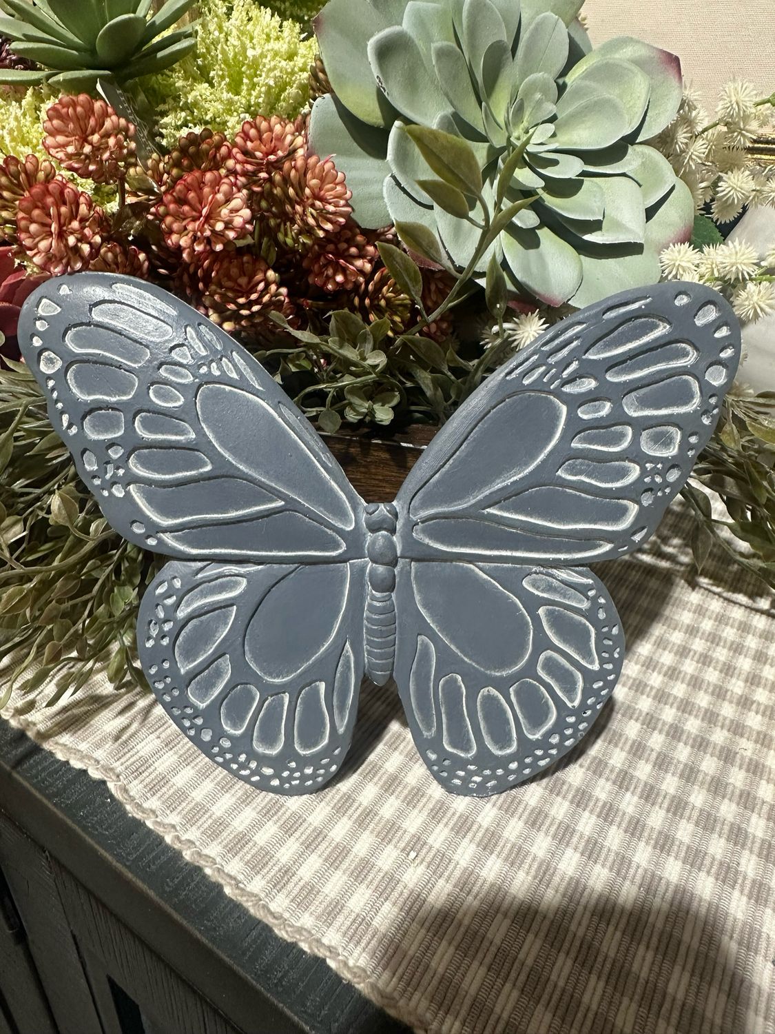 WTC Dusty Blue Haven Resin Butterfly 7x6