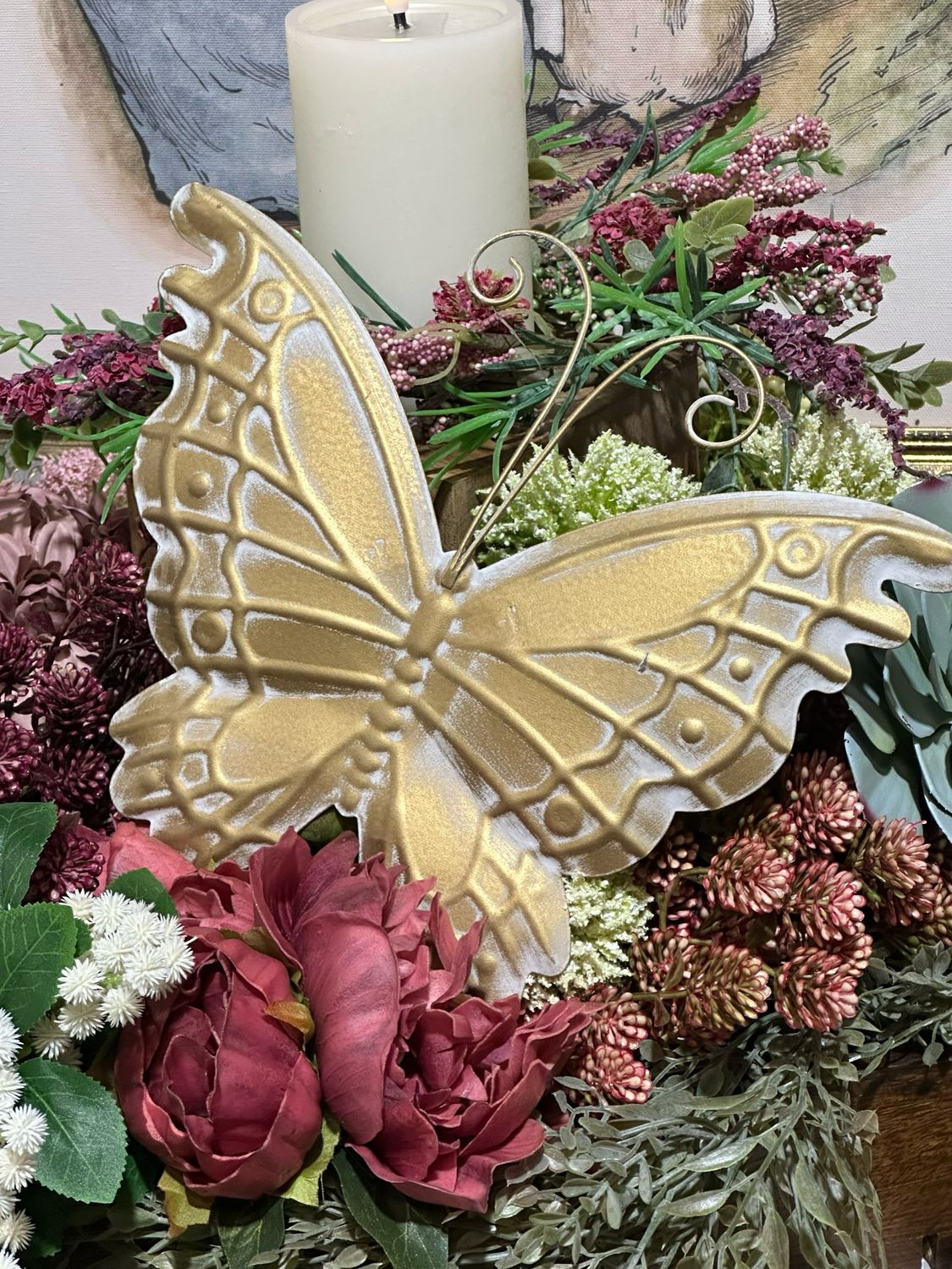 WTC Sm Golden Metal Butterfly 10x8