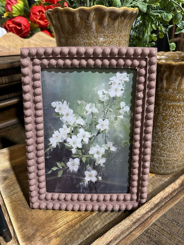 CCO Mauve Bobbin Framed Floral Art 6.25x8.25