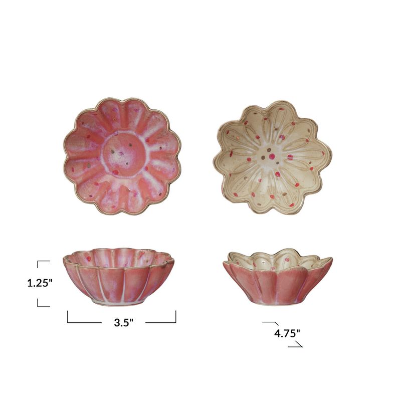 CCO 3.5" Cream &amp; Pink Fluted Dish Gold Rim