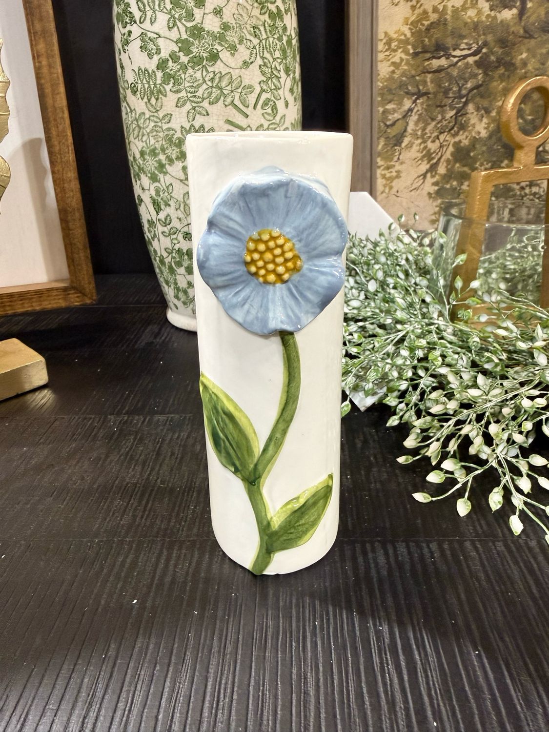 MP Blue Flower Stem Vase 6.5"
