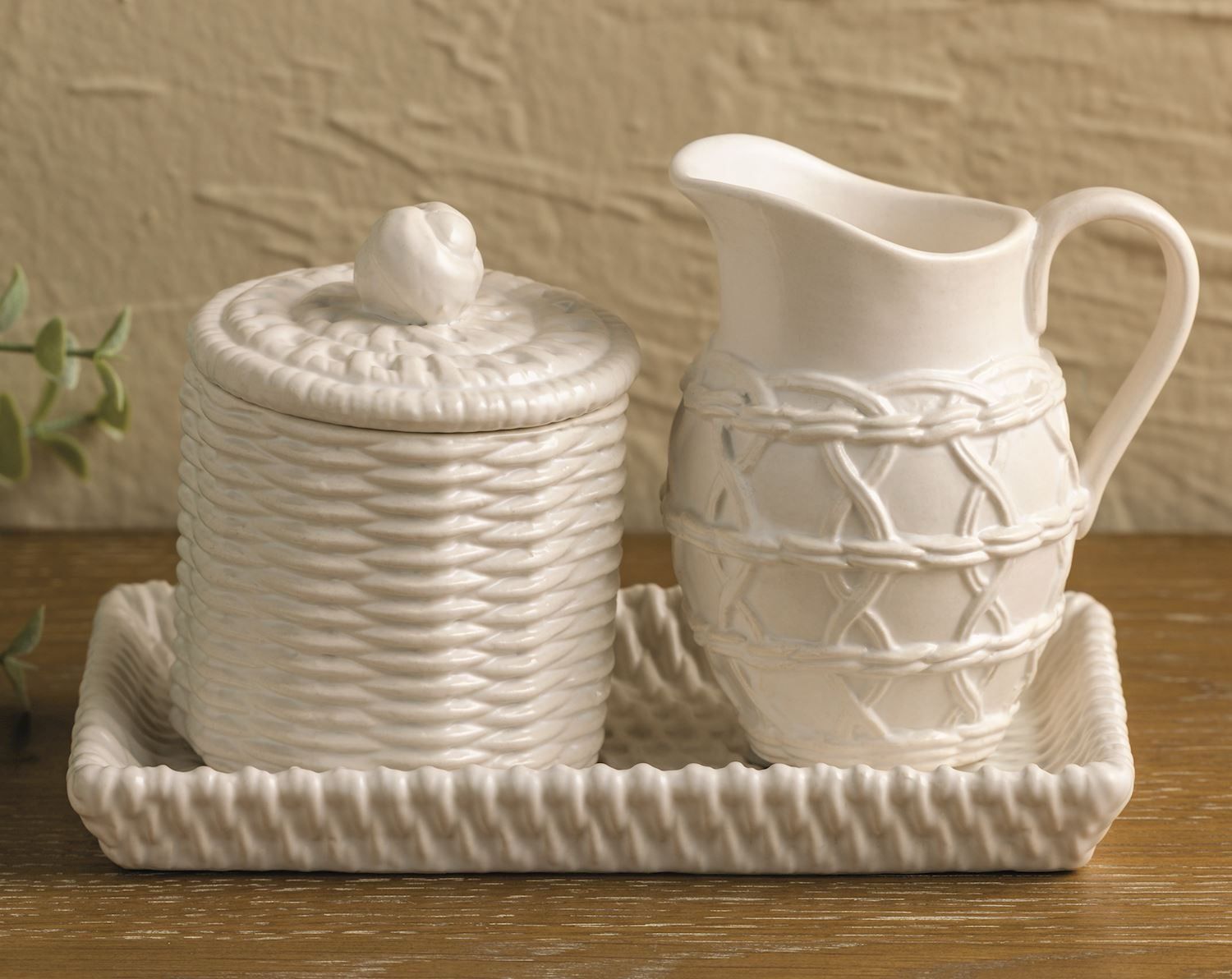 MP Ceramic Woven Cream &amp; Sugar