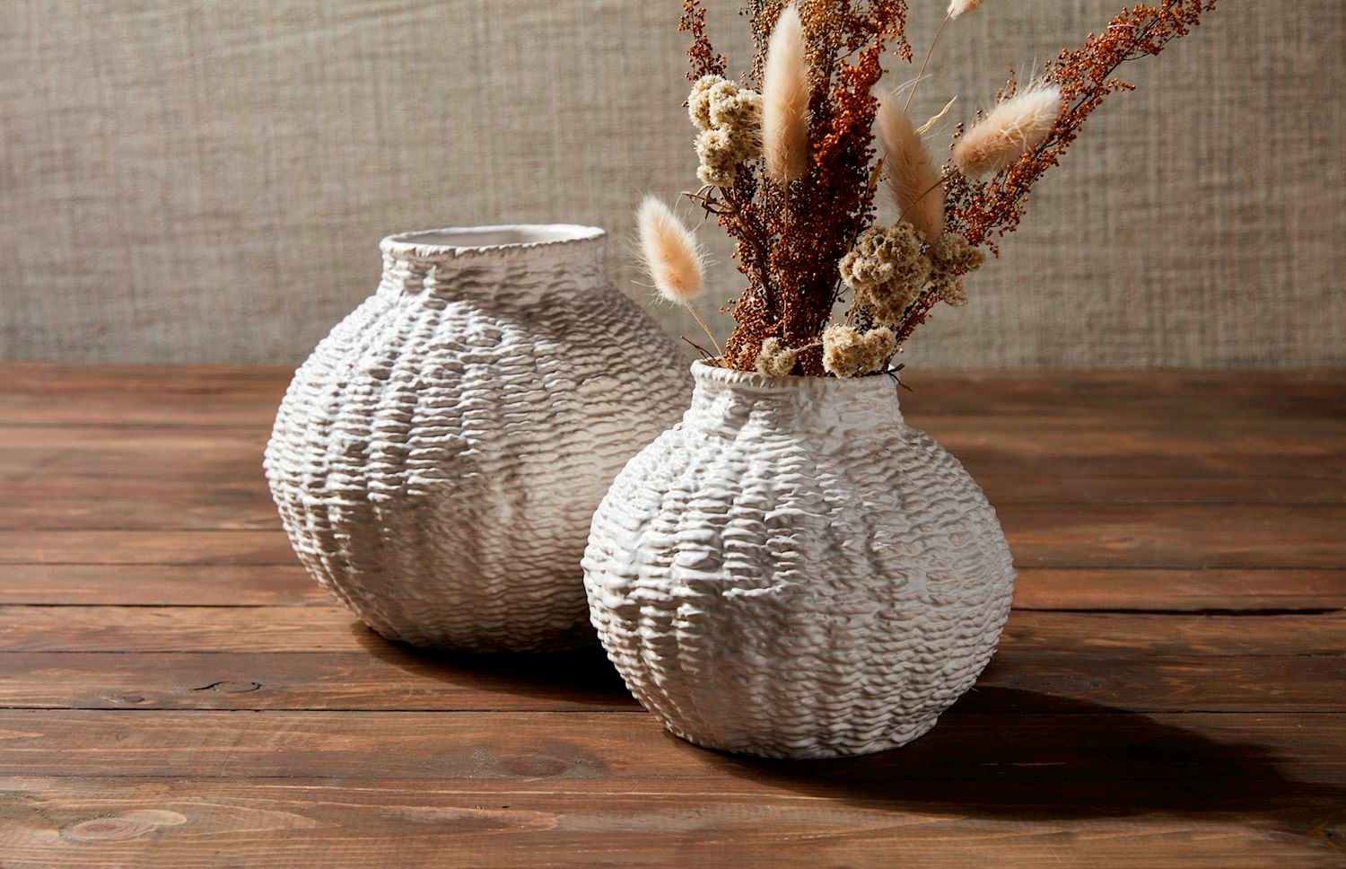 MP Lg Woven Ceramic Round Vase 8x7