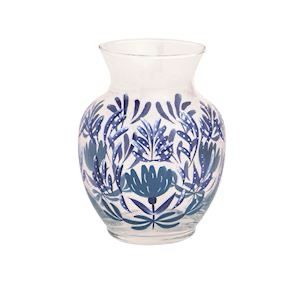 MP Blue Floral Flourish Vase 6.5"