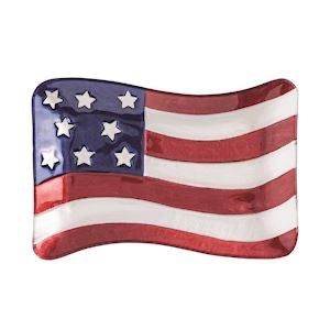 MP American Flag Glass Plate 12x8.25