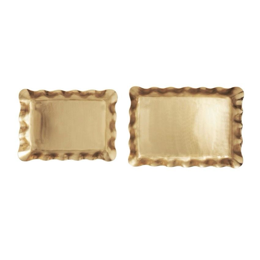 MP Sm Brass Ruffle Nested Trays 12x8.75