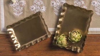 MP Lg Brass Ruffle Nested Trays 14x9.75