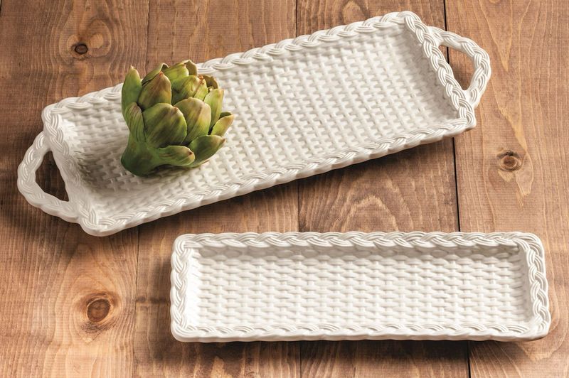 MP Lg Woven Ceramic Tray 17.75x6.25