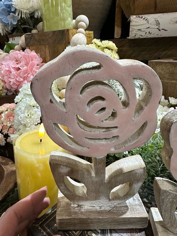 WTC Lg Pink Enamel Rose 7.75"