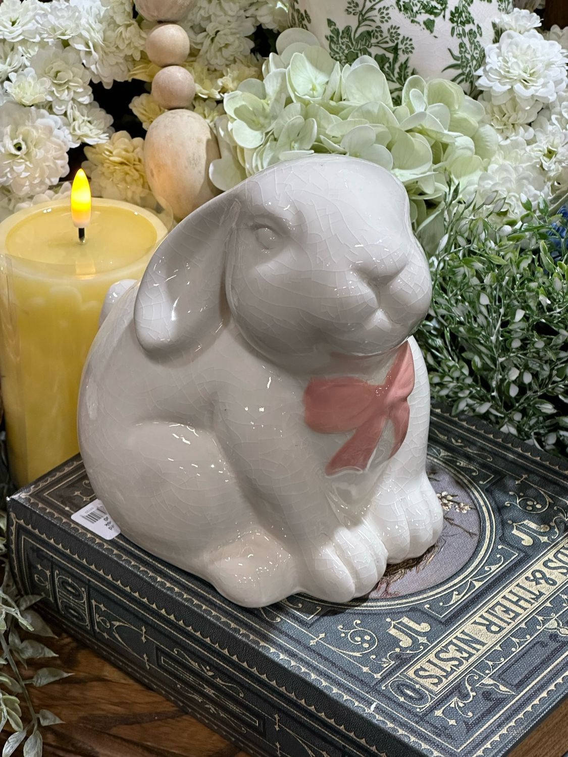 WTC Cream Bunny w Bow 6.5"