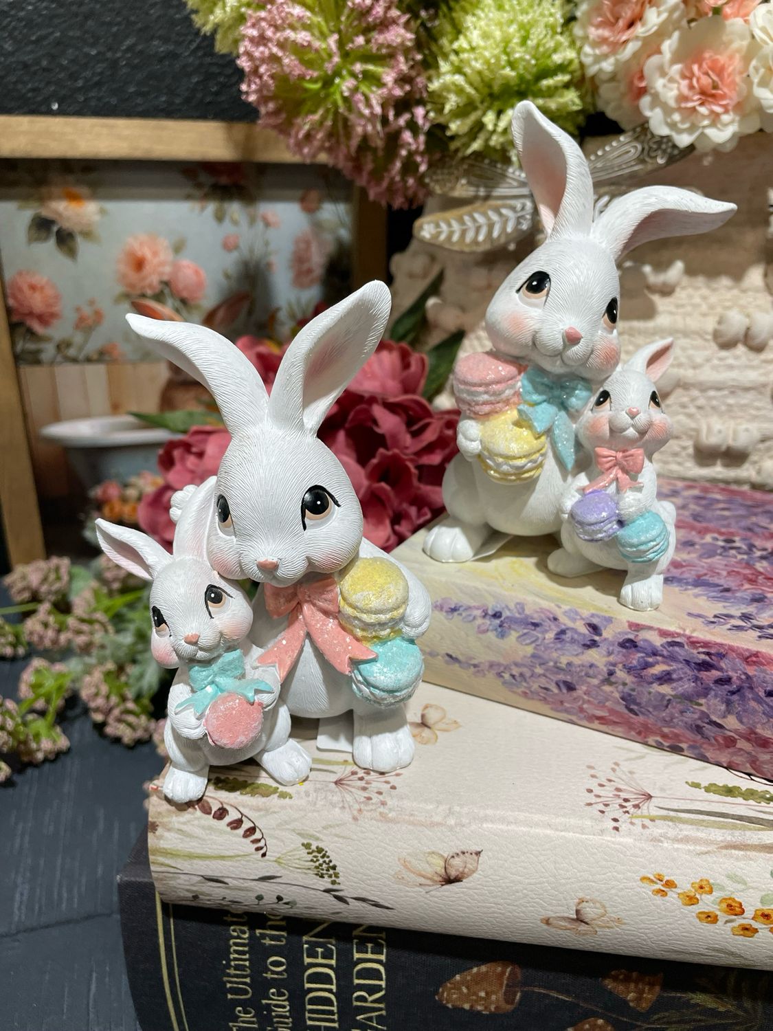 Han 2 Asst Bunny Duo w Macarons 4.75"