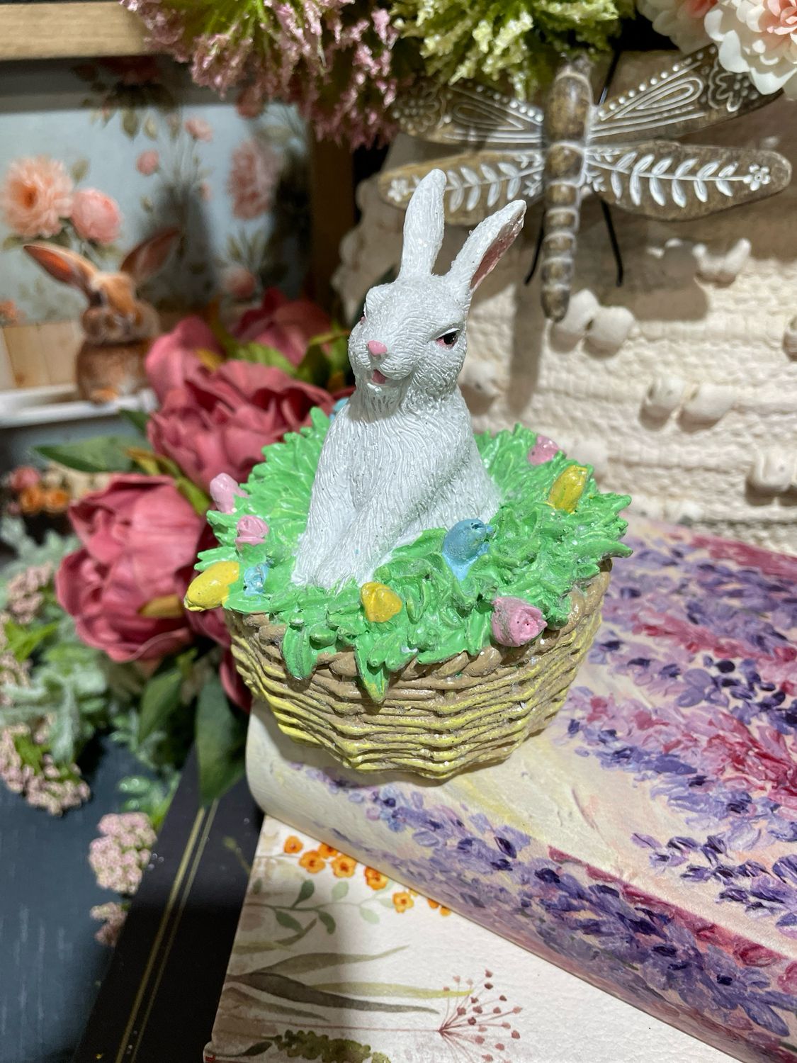 Han Flowers Basket Bunny 4.5"
