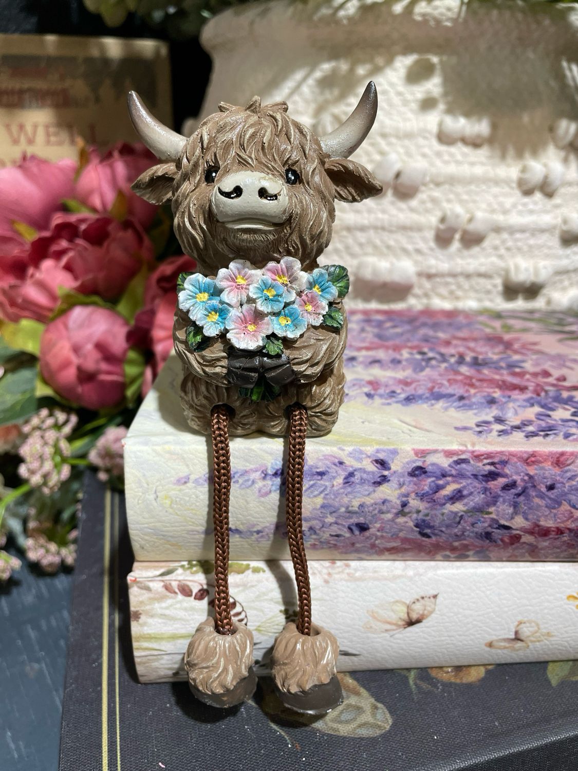 Han Pink Flowers Dangle Leg High 6.5"