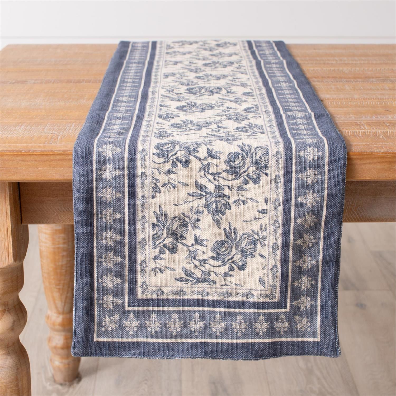 Aud French Blue Floral Runner 72x14
