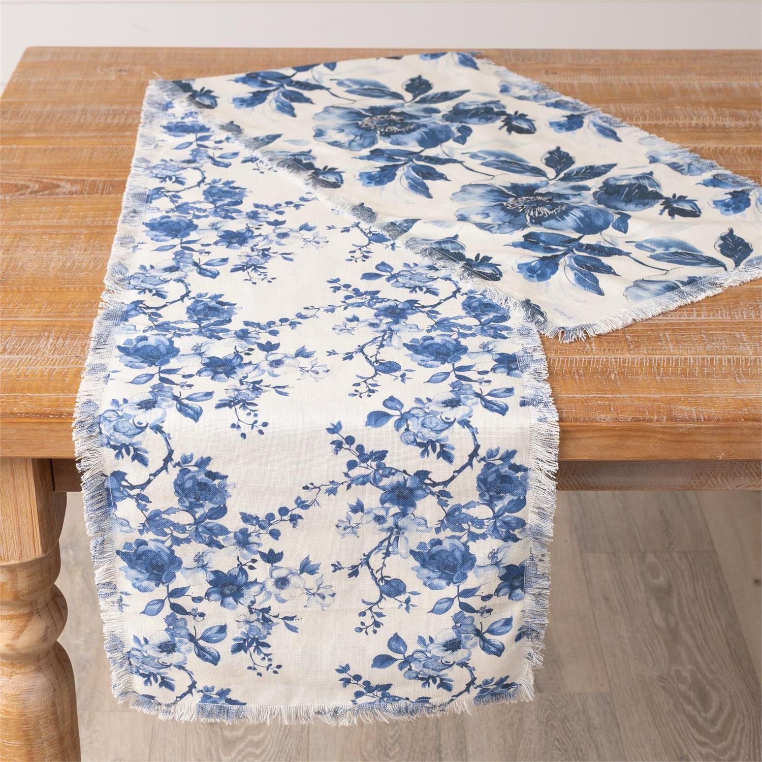 Aud Blue Floral Table Runner 72x14