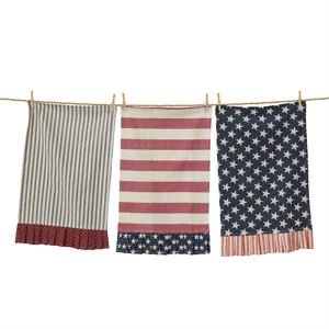 Aud S/3 American Flag Tea Towels 27x17