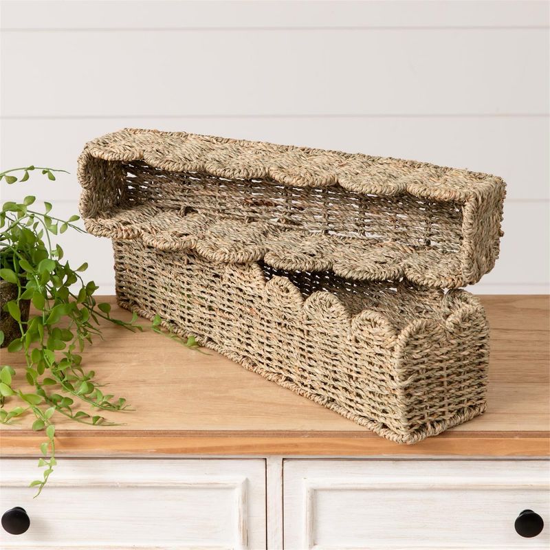 Aud Lg Scalloped Edge Seagrass Basket 20.5x6x5.25