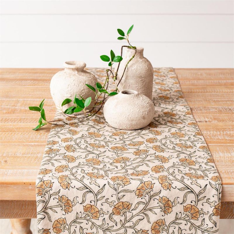 Aud Dandelion Block Print Table Runner 54x14