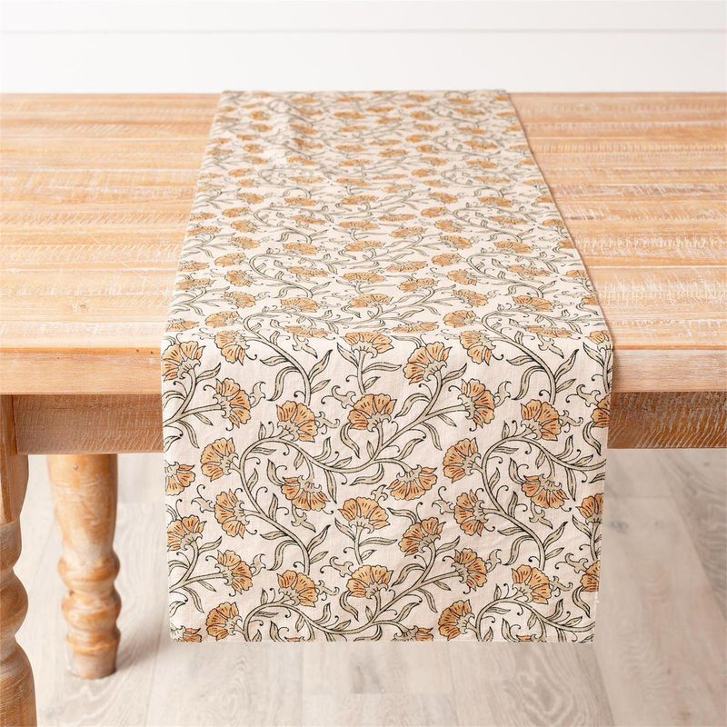 Aud Dandelion Block Print Table Runner 54x14