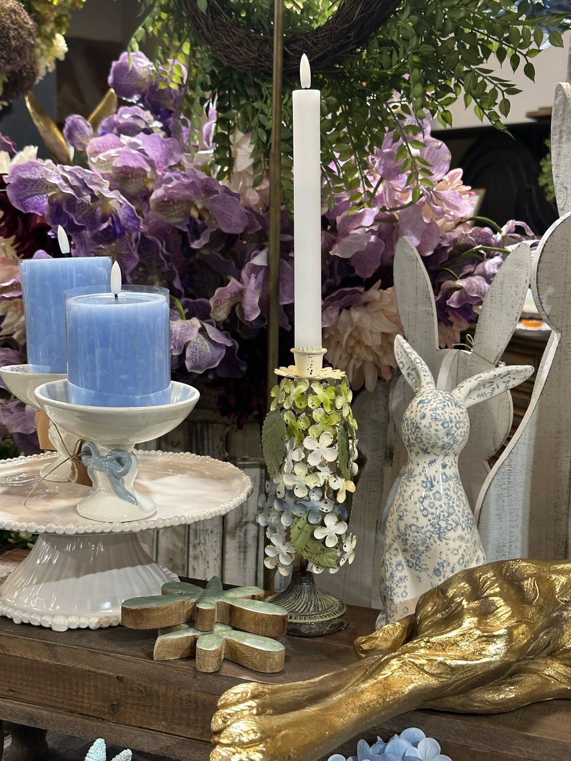 Aud Dainty Metal Hydrangea Candle Holder 9x4